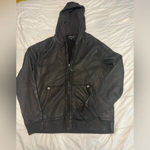 True Religion Men’s Coated Moto Hooded Jacket